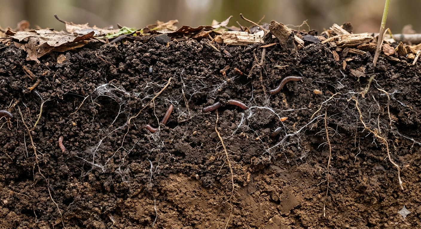 Healthy Soil Layers showing Forest Floor Blend integration